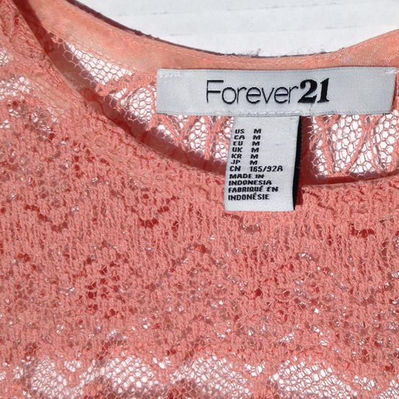 Forever 21 Peach Sheer Lace Top - Picture 5 of 8